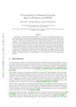 Oversampling for Imbalanced Learning Based on K-Means and SMOTE