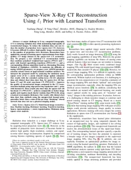 Sparse-View X-Ray CT Reconstruction Using $\ell_1$ Prior with Learned
  Transform