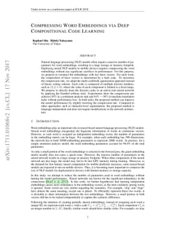 Compressing Word Embeddings via Deep Compositional Code Learning