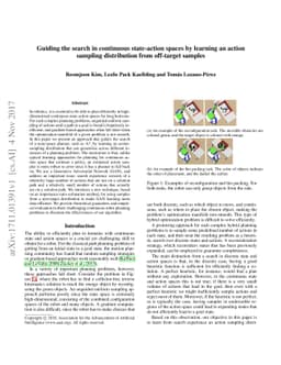 Guiding the search in continuous state-action spaces by learning an
  action sampling distribution from off-target samples
