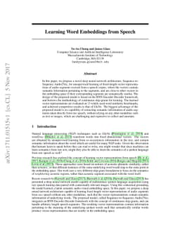 Learning Word Embeddings from Speech