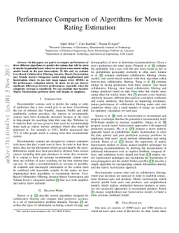Performance Comparison of Algorithms for Movie Rating Estimation