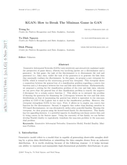 KGAN: How to Break The Minimax Game in GAN