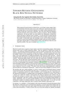 Towards Reverse-Engineering Black-Box Neural Networks