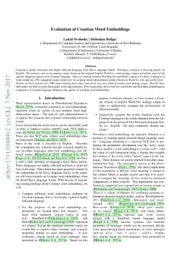 Evaluation of Croatian Word Embeddings