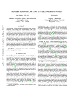 Mandarin tone modeling using recurrent neural networks