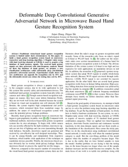 Deformable Deep Convolutional Generative Adversarial Network in
  Microwave Based Hand Gesture Recognition System