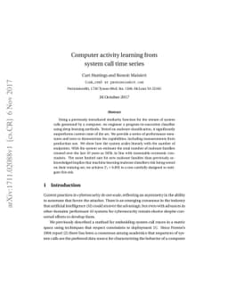 Computer activity learning from system call time series