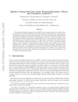 Quickest Change Detection under Transient Dynamics: Theory and
  Asymptotic Analysis