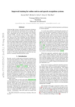 Improved training for online end-to-end speech recognition systems