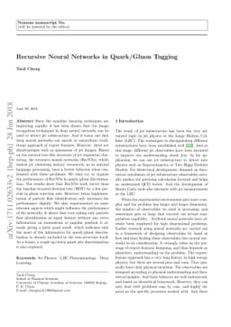 Recursive Neural Networks in Quark/Gluon Tagging