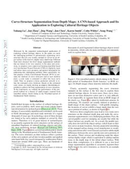Curve-Structure Segmentation from Depth Maps: A CNN-based Approach and
  Its Application to Exploring Cultural Heritage Objects