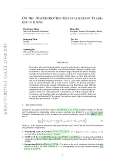On the Discrimination-Generalization Tradeoff in GANs