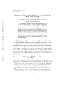 Bootstrapping Generalization Error Bounds for Time Series