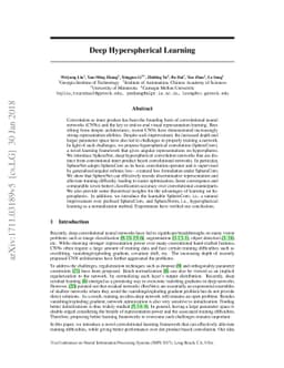 Deep Hyperspherical Learning