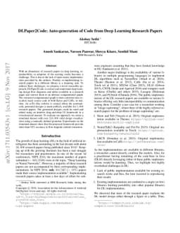 DLPaper2Code: Auto-generation of Code from Deep Learning Research Papers