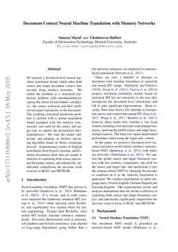 Document Context Neural Machine Translation with Memory Networks