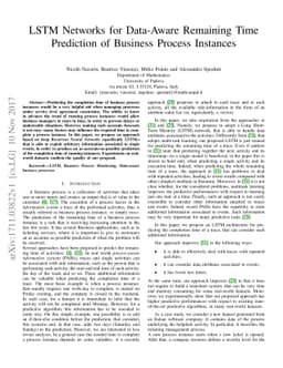 LSTM Networks for Data-Aware Remaining Time Prediction of Business
  Process Instances
