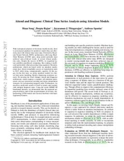Attend and Diagnose: Clinical Time Series Analysis using Attention
  Models