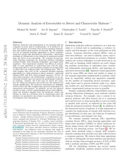 Dynamic Analysis of Executables to Detect and Characterize Malware