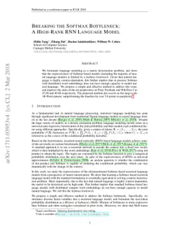Breaking the Softmax Bottleneck: A High-Rank RNN Language Model