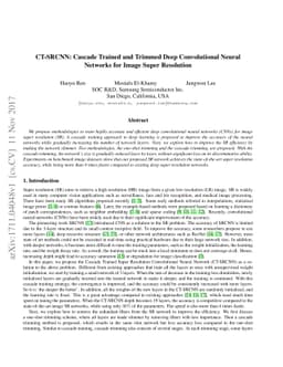 CT-SRCNN: Cascade Trained and Trimmed Deep Convolutional Neural Networks
  for Image Super Resolution