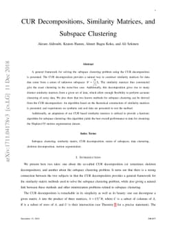 CUR Decompositions, Similarity Matrices, and Subspace Clustering