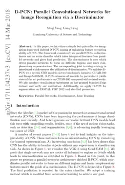 D-PCN: Parallel Convolutional Networks for Image Recognition via a
  Discriminator