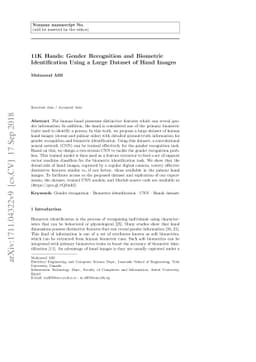 11K Hands: Gender recognition and biometric identification using a large
  dataset of hand images