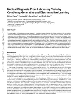 Medical Diagnosis From Laboratory Tests by Combining Generative and
  Discriminative Learning
