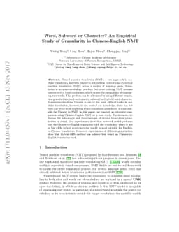 Word, Subword or Character? An Empirical Study of Granularity in
  Chinese-English NMT