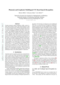 Phonemic and Graphemic Multilingual CTC Based Speech Recognition