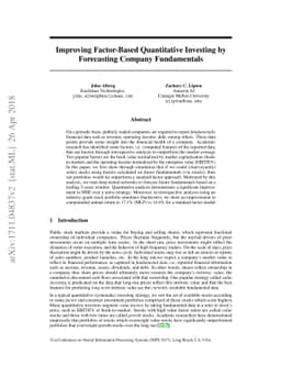 Improving Factor-Based Quantitative Investing by Forecasting Company
  Fundamentals