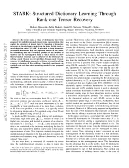 STARK: Structured Dictionary Learning Through Rank-one Tensor Recovery