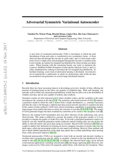 Adversarial Symmetric Variational Autoencoder