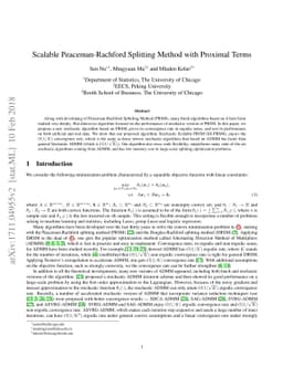 Scalable Peaceman-Rachford Splitting Method with Proximal Terms