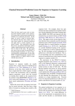 Classical Structured Prediction Losses for Sequence to Sequence Learning