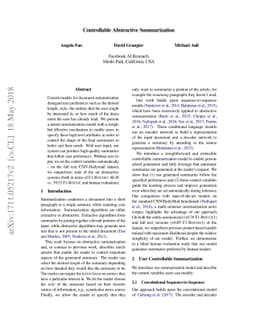 Controllable Abstractive Summarization