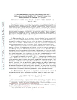 An Accelerated Communication-Efficient Primal-Dual Optimization
  Framework for Structured Machine Learning