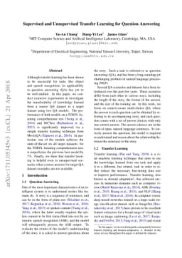 Supervised and Unsupervised Transfer Learning for Question Answering