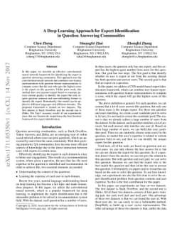 A Deep Learning Approach for Expert Identification in Question Answering
  Communities