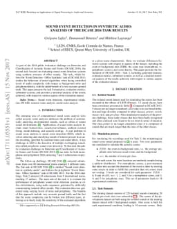 Sound Event Detection in Synthetic Audio: Analysis of the DCASE 2016
  Task Results