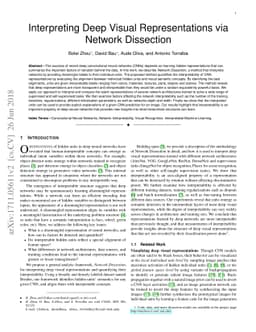 Interpreting Deep Visual Representations via Network Dissection