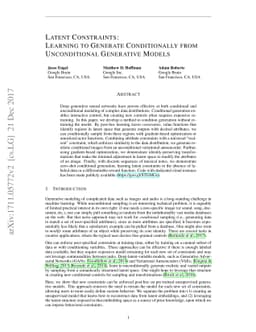 Latent Constraints: Learning to Generate Conditionally from
  Unconditional Generative Models