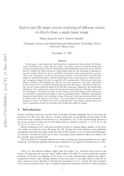 End-to-end 3D shape inverse rendering of different classes of objects
  from a single input image