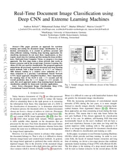 Real-Time Document Image Classification using Deep CNN and Extreme
  Learning Machines