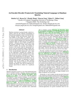 An Encoder-Decoder Framework Translating Natural Language to Database
  Queries