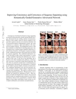 Improving Consistency and Correctness of Sequence Inpainting using
  Semantically Guided Generative Adversarial Network