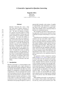 A Generative Approach to Question Answering