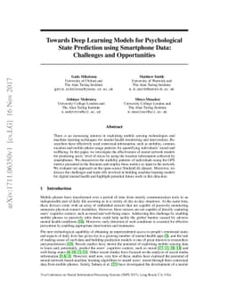 Towards Deep Learning Models for Psychological State Prediction using
  Smartphone Data: Challenges and Opportunities